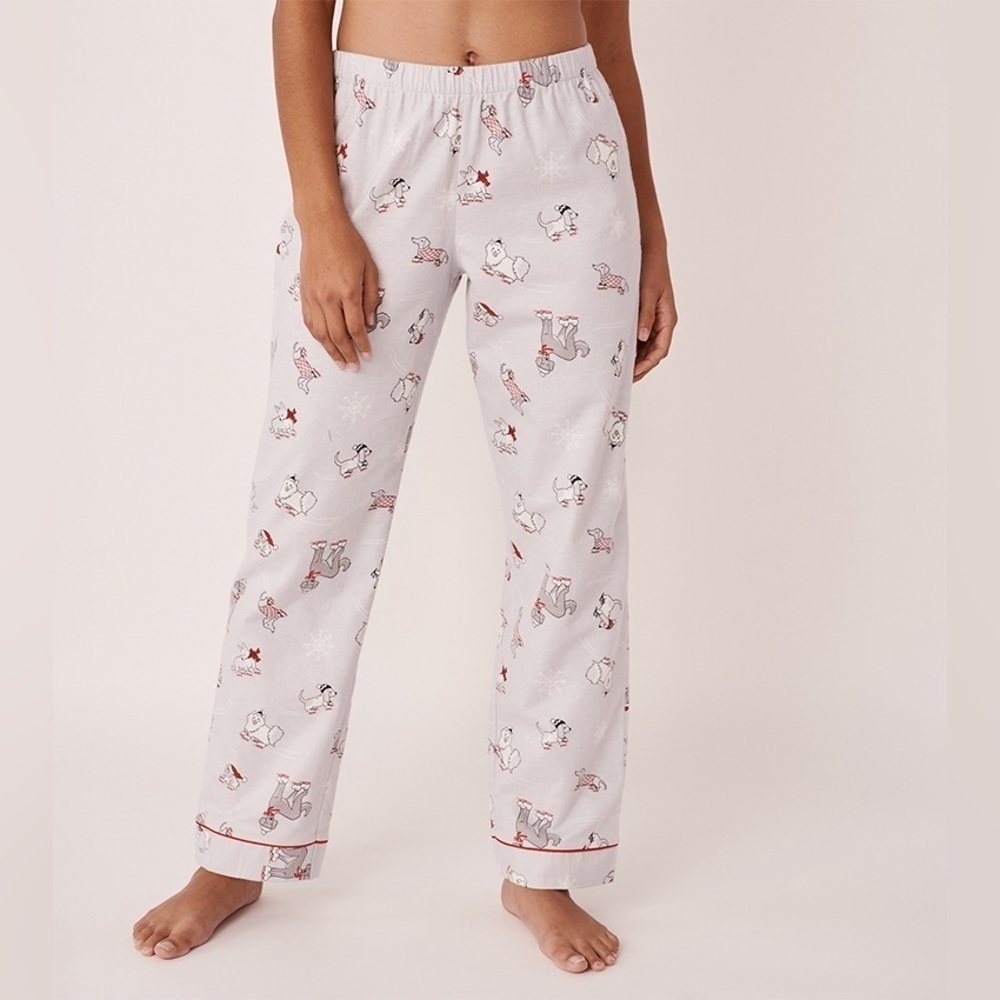 La Vie en Rose Christmas Dogs Winter Snow Gray Pajama Set Cotton Fleece Sz S - Picture 3 of 16